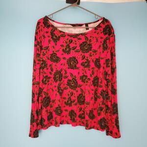 G.I.L.I. Got It Love It Top Size XL Knit Floral Pink Long Sleeve